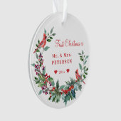 Eerste Kerstmis als Mr en Mrs bloemrijke elegante  Ornament (voorkant)