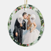 Eerste Kerstmis als Mr. en Mrs. Custom Foto Keramisch Ornament (Links)