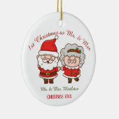Eerste Kerstmis als Mr. en Mrs Cute Santa Mrs Clau Keramisch Ornament (Rechts)