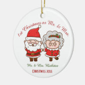 Eerste Kerstmis als Mr. en Mrs Cute Santa Mrs Clau Keramisch Ornament (Links)