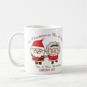 Eerste Kerstmis als Mr. en Mrs Cute Santa Mrs Clau Koffiemok