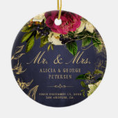 Eerste Kerstmis als Mr. en Mrs. elegant newlyweds Keramisch Ornament (Voorkant)