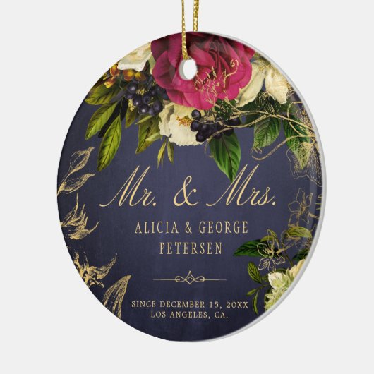 Eerste Kerstmis als Mr. en Mrs. elegant newlyweds Keramisch Ornament (Links)