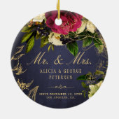 Eerste Kerstmis als Mr. en Mrs. elegant newlyweds Keramisch Ornament (Achterkant)