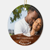 Eerste Kerstmis als Mr en Mrs Foto Naam Datum Keramisch Ornament (Links)