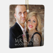 Eerste Kerstmis als Mr en Mrs Paar Foto Keramisch Ornament (Rechts)