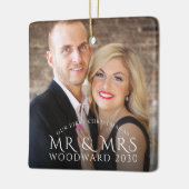 Eerste Kerstmis als Mr en Mrs Paar Foto Keramisch Ornament (Links)