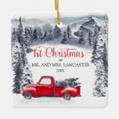 Eerste Kerstmis als Mr en Mrs  Truck Keramisch Ornament (Voorkant)