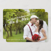 Eerste Kerstmis als Mr en Mrs. Two Photo Card Feestdagenkaart (Voorkant / Achterkant)