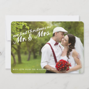 Eerste Kerstmis als Mr en Mrs. Two Photo Card Feestdagenkaart