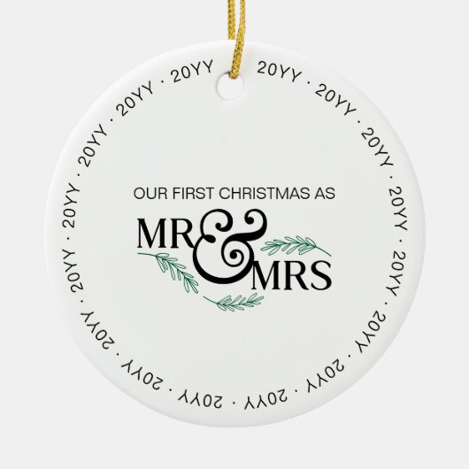 Eerste Kerstmis als Mr en Mrs Wedding Foto Keramisch Ornament (Voorkant)