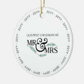 Eerste Kerstmis als Mr en Mrs Wedding Foto Keramisch Ornament (Links)