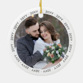 Eerste Kerstmis als Mr en Mrs Wedding Foto Keramisch Ornament (Achterkant)