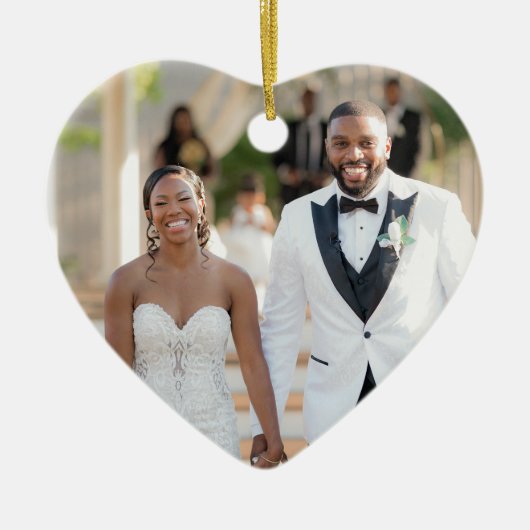 Eerste Kerstmis als Mr en Mrs Wedding Foto Keramisch Ornament (Voorkant)