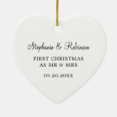 Eerste Kerstmis als Mr en Mrs Wedding Foto Keramisch Ornament (Achterkant)