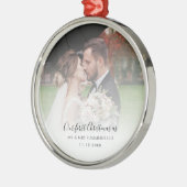Eerste Kerstmis als Mr en Mrs Wedding Foto Metalen Ornament (Links)