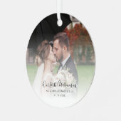 Eerste Kerstmis als Mr en Mrs Wedding Foto Metalen Ornament (Voorkant links)