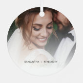 Eerste Kerstmis als Mr en Mrs Wedding Foto Metalen Ornament (Achterkant)