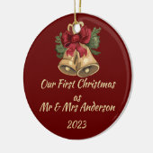 Eerste Kerstmis als Mr & Mrs bewerkbare namen & da Keramisch Ornament (Links)