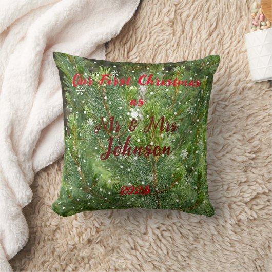 Eerste Kerstmis als Mr & Mrs bewerkbare namen & da Kussen (Deken)