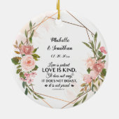 Eerste Kerstmis als Mr & Mrs Blush Rozen Wedding Keramisch Ornament (Achterkant)
