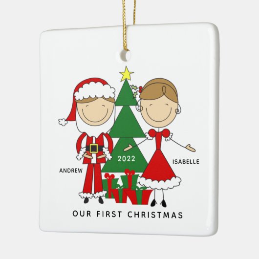 Eerste Kerstmis als Mr & Mrs Ceramic Ball Kerstmis Keramisch Ornament (Links)
