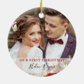 Eerste Kerstmis als Mr. & Mrs Custom Photo Keramisch Ornament (Achterkant)