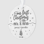 Eerste Kerstmis als Mr & Mrs Custom Photo & Name Ornament (voorkant)
