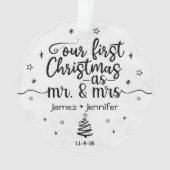 Eerste Kerstmis als Mr & Mrs Custom Photo & Name Ornament (voorkant)