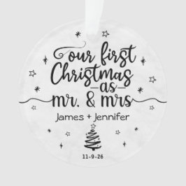 Eerste Kerstmis als Mr & Mrs Custom Photo & Name Ornament