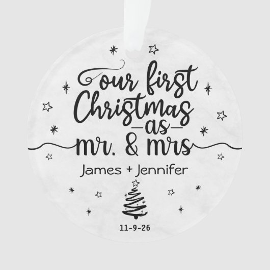 Eerste Kerstmis als Mr & Mrs Custom Photo & Name Ornament (voorkant)
