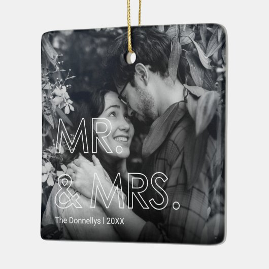 Eerste Kerstmis als Mr & Mrs Foto Keramisch Ornament (Links)