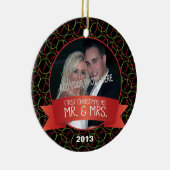 Eerste Kerstmis als Mr. & Mrs Foto Keramisch Ornament (Rechts)