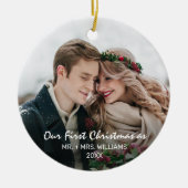 Eerste Kerstmis als Mr. & Mrs Foto Keramisch Ornament (Voorkant)