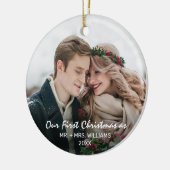 Eerste Kerstmis als Mr. & Mrs Foto Keramisch Ornament (Links)