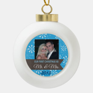 Eerste Kerstmis als Mr & Mrs  Foto Keramische Bal Ornament