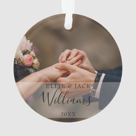 Eerste Kerstmis als Mr & Mrs Foto's Ornament (achterkant)