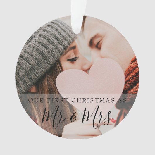 Eerste Kerstmis als Mr & Mrs Foto's Ornament (voorkant)