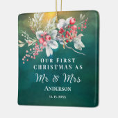 Eerste Kerstmis als Mr & Mrs Inspirerend bruiloft Keramisch Ornament (Links)