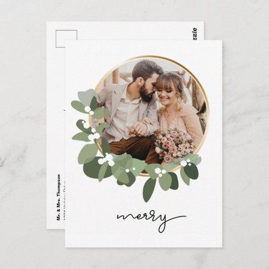 "Eerste Kerstmis als Mr & Mrs" Pas getrouwd kerst Briefkaart (Voorkant / Achterkant)