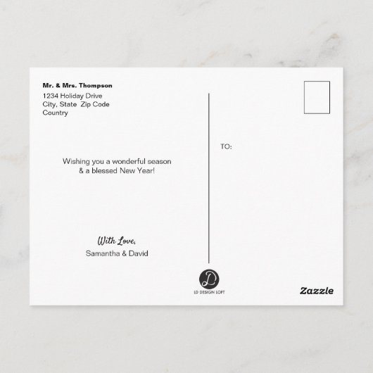 "Eerste Kerstmis als Mr & Mrs" Pas getrouwd kerst Briefkaart (Achterkant)