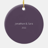 Eerste Kerstmis als Mr. & Mrs Photo Dark Paars Keramisch Ornament (Achterkant)