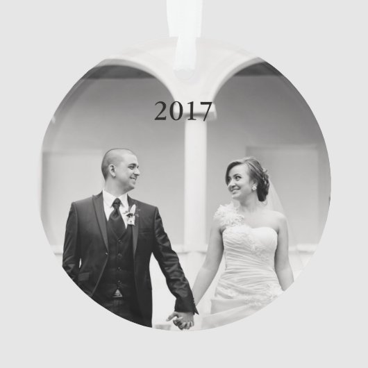 Eerste Kerstmis als Mr. & Mrs Photo Ornament (achterkant)