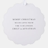 Eerste Kerstmis als Mr. Mrs Photo Overlay Script Ornament Kaart (Achterkant)