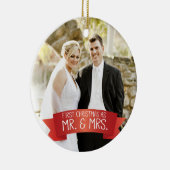 Eerste Kerstmis als Mr. & Mrs Photo Red Keramisch Ornament (Rechts)