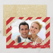 Eerste Kerstmis als Mr. & Mrs. Red en Gold Card Feestdagenkaart (Voorkant / Achterkant)