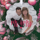 Eerste Kerstmis als Mr & Mrs script foto naam Ornament Kaart