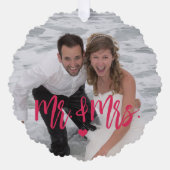 Eerste Kerstmis als Mr & Mrs script foto naam Ornament Kaart (Voorkant)