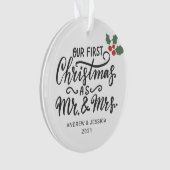 Eerste Kerstmis als Mr. & Mrs. - Script | Weddensc Ornament (voorkant)