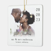 Eerste Kerstmis als Mr & Mrs Wedding Foto Keramisch Ornament (Links)